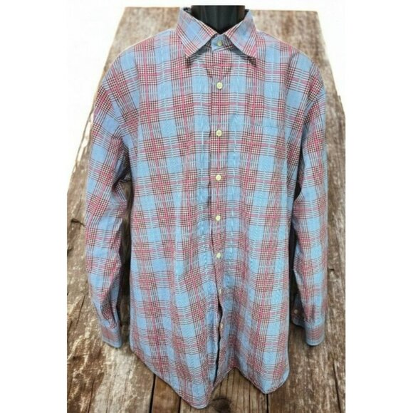 Peter Millar Crown Mens Plaid Long Sleeve Dress Shirt XL - Picture 1 of 6